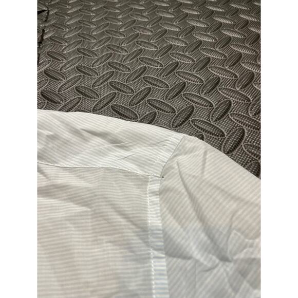 Prada White Blue Button Down Shirt Fits Mens Large Dressy Classic With Flaw - Picture 4 of 11